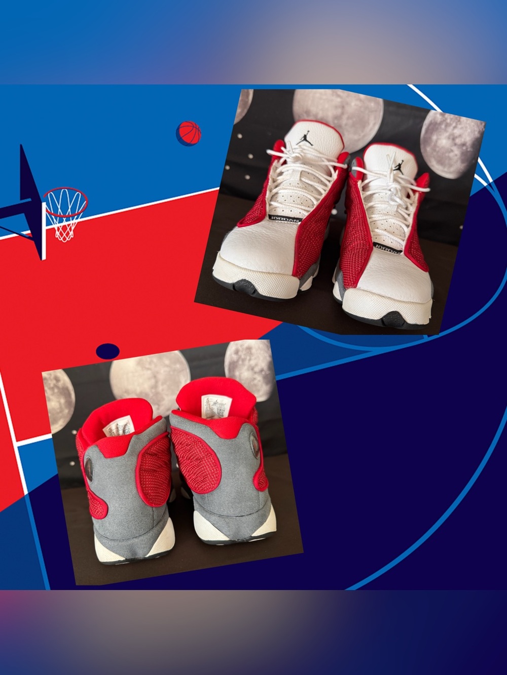 🏀#460-2021 Jordan XIII Retro Flint Red,Grey,&White Sz.5.5Y in EXCELLENT cond
